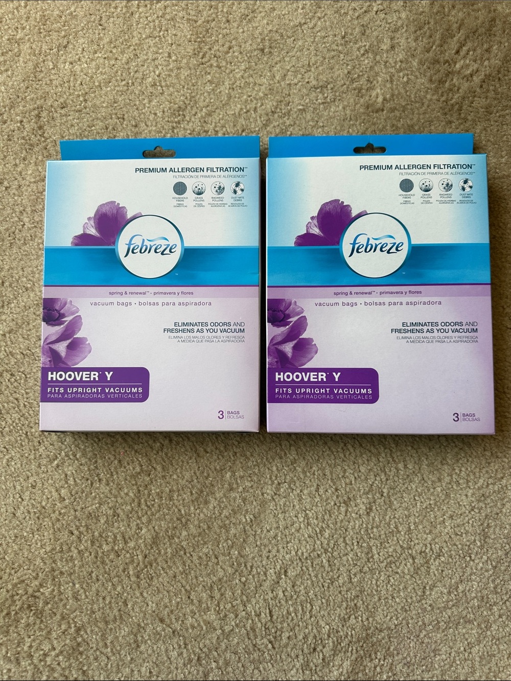 Febreze Hoover Y Vacuum Bags - Blue & Purple Packaging (total of 5 bags) - Picture 1 of 3